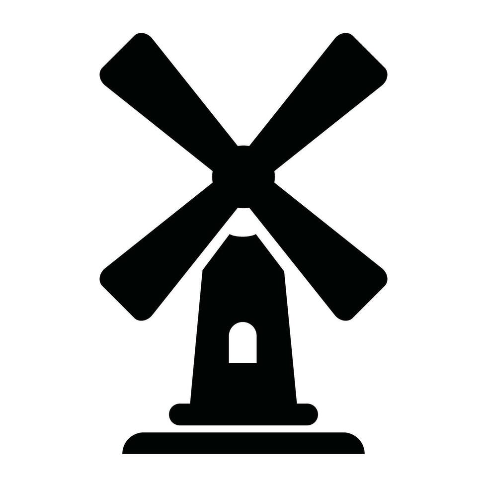 Windmill Icon Silhouette Logo vector