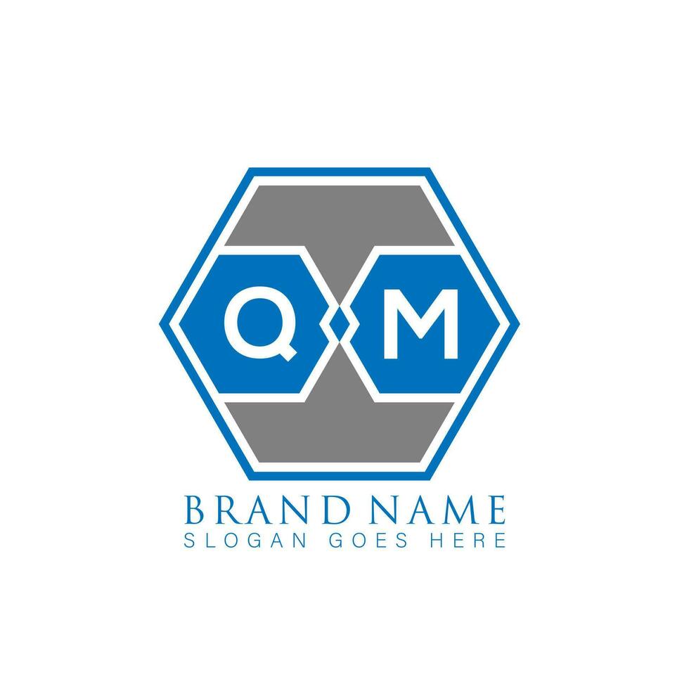QM creative minimalist polygon letter logo. QM Unique modern flat abstract vector letter logo design.