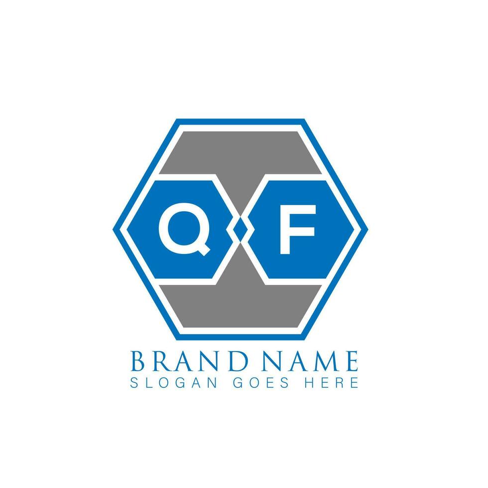 QF creative minimalist polygon letter logo. QF Unique modern flat abstract vector letter logo design.