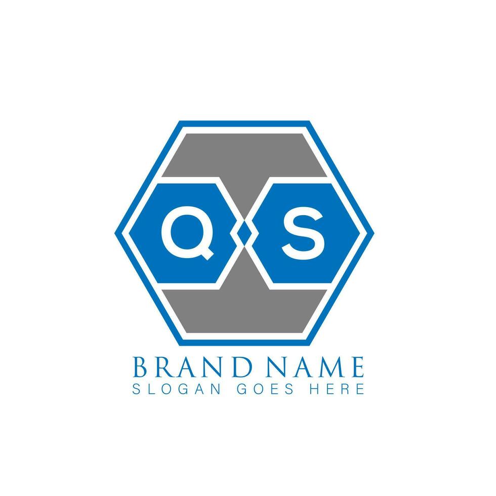 QS creative minimalist polygon letter logo. QS Unique modern flat abstract vector letter logo design.