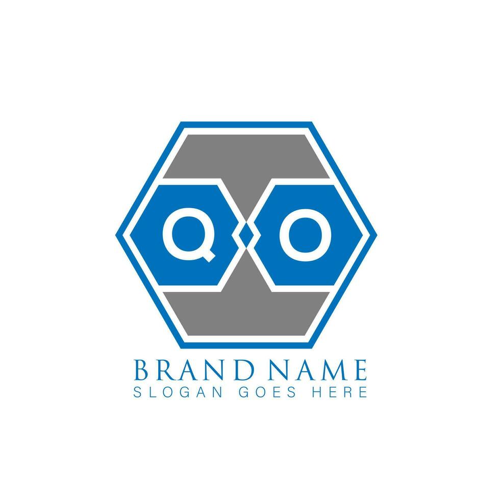 QO creative minimalist polygon letter logo. QO Unique modern flat abstract vector letter logo design.