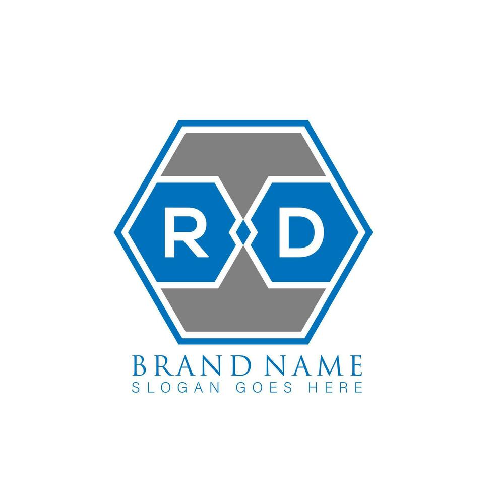 RD creative minimalist polygon letter logo. RD Unique modern flat abstract vector letter logo design.