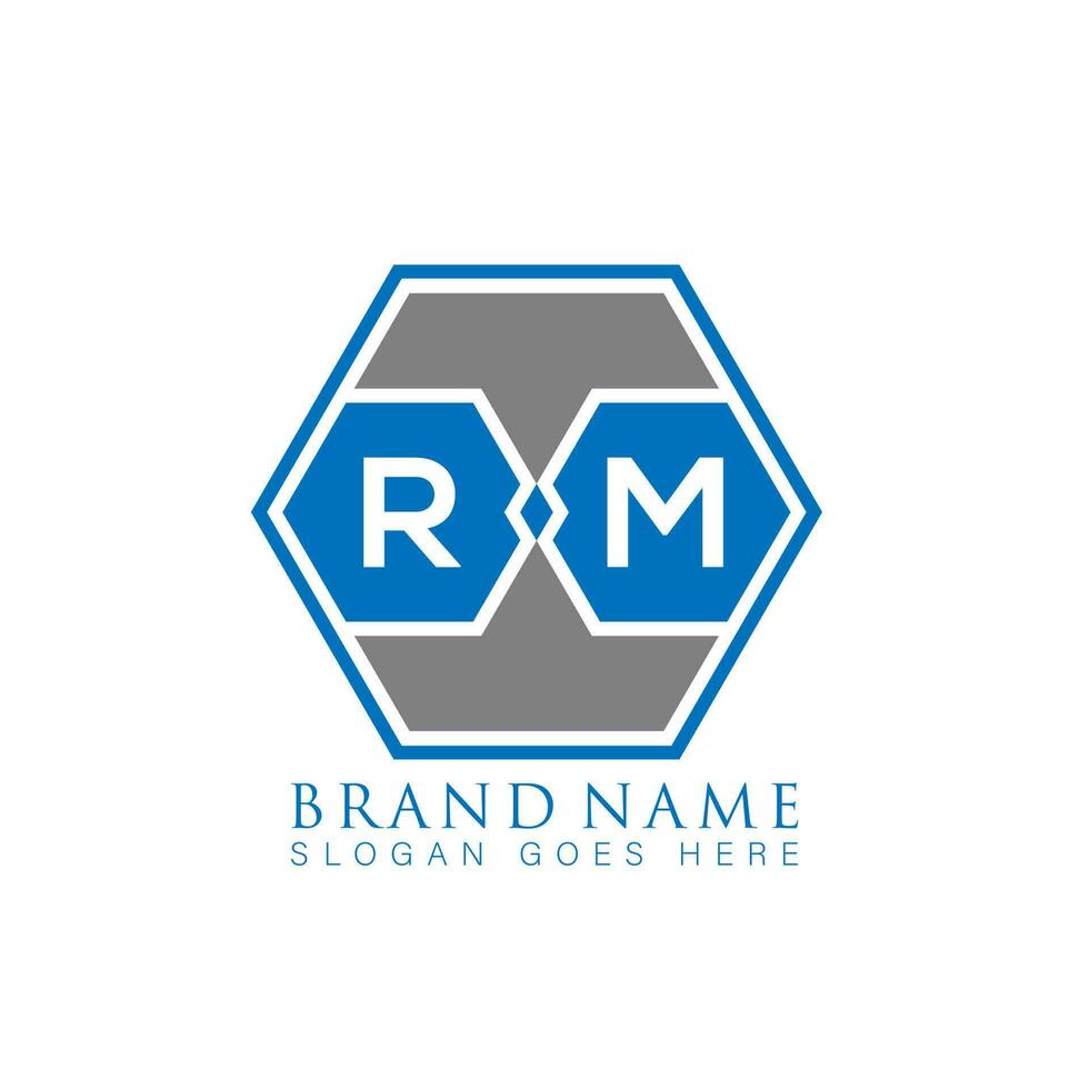 RM creative minimalist polygon letter logo. RM Unique modern flat abstract vector letter logo design.