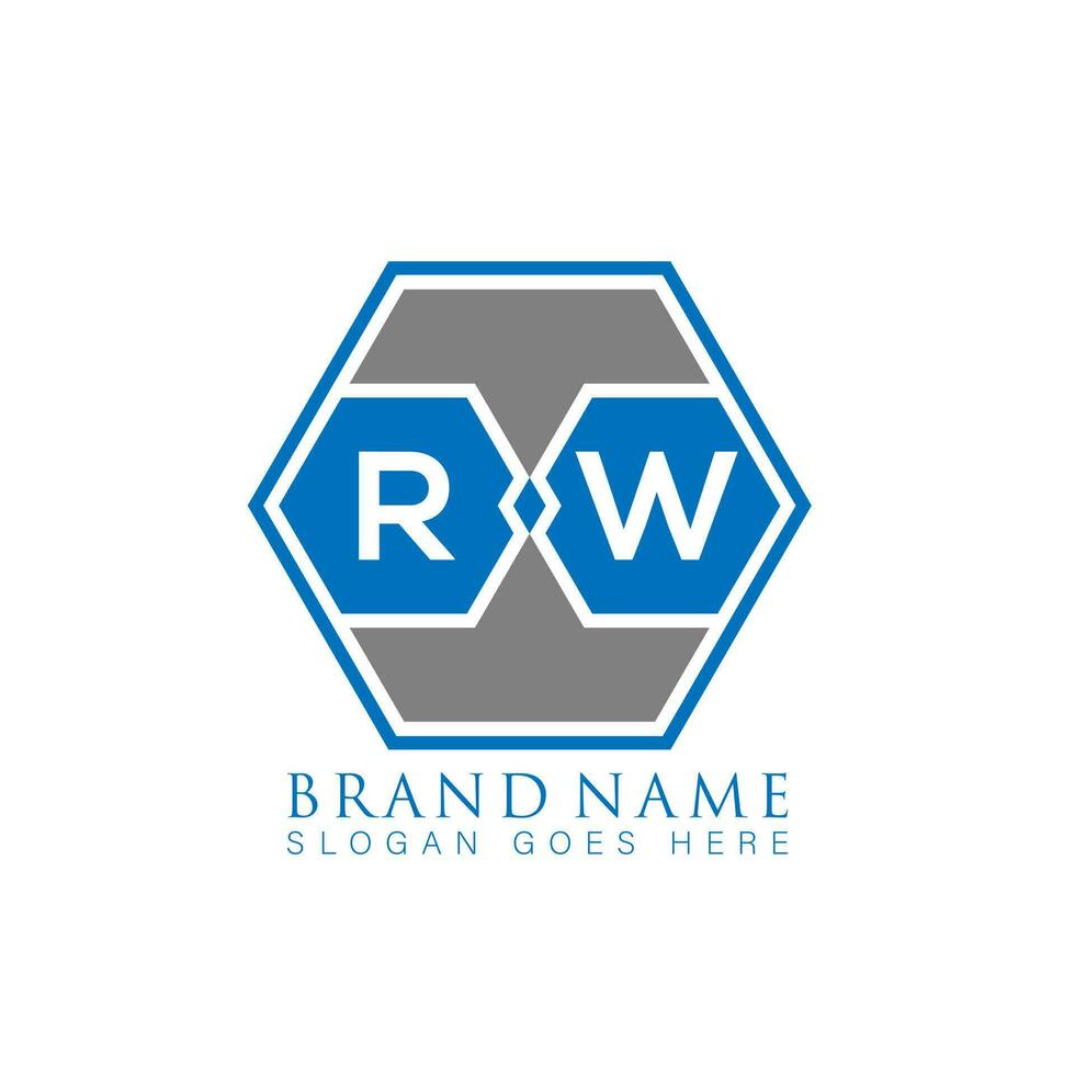 RW creative minimalist polygon letter logo. RW Unique modern flat abstract vector letter logo design.
