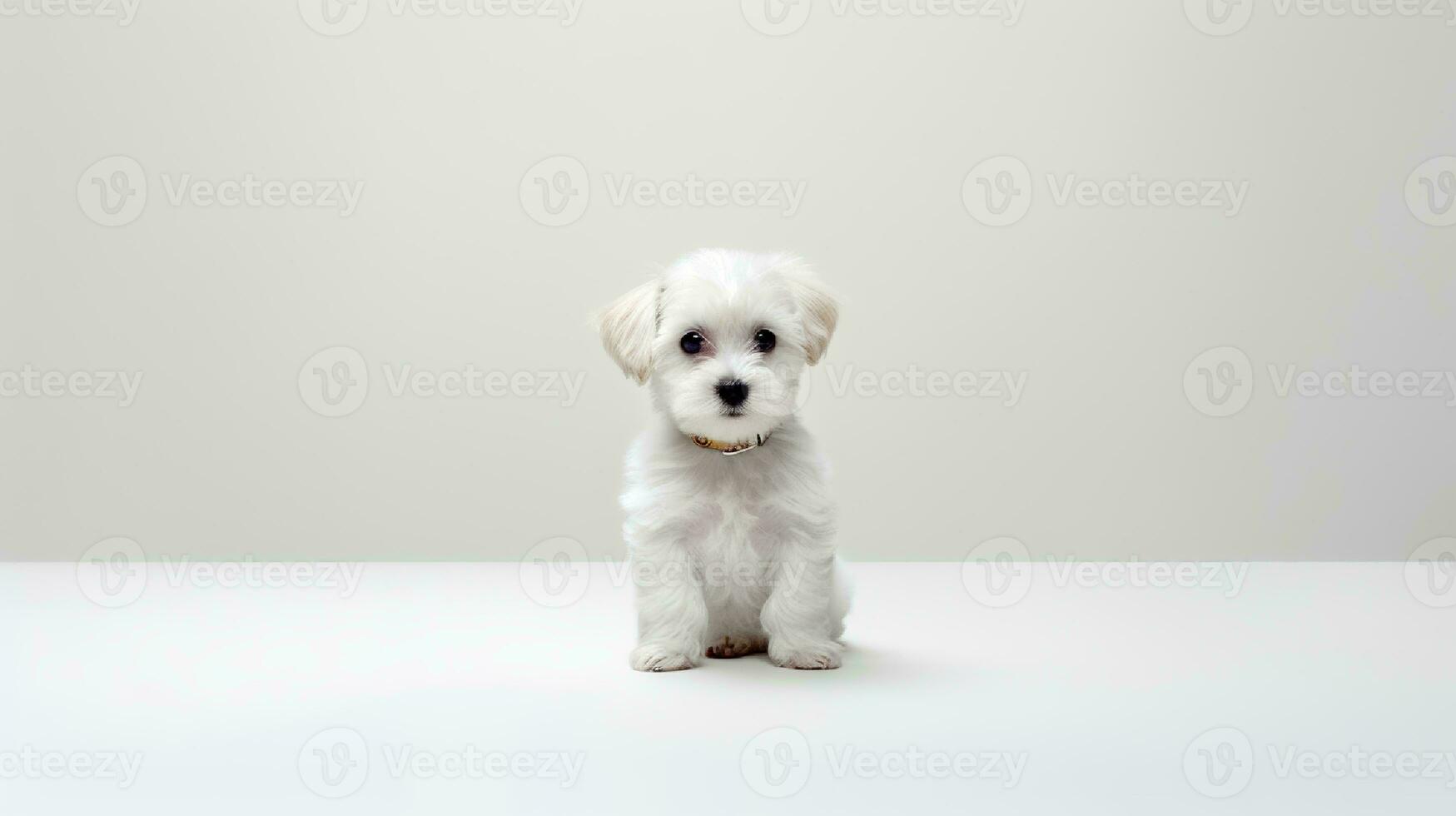 Photo of a shih tzu on white background. Generative AI