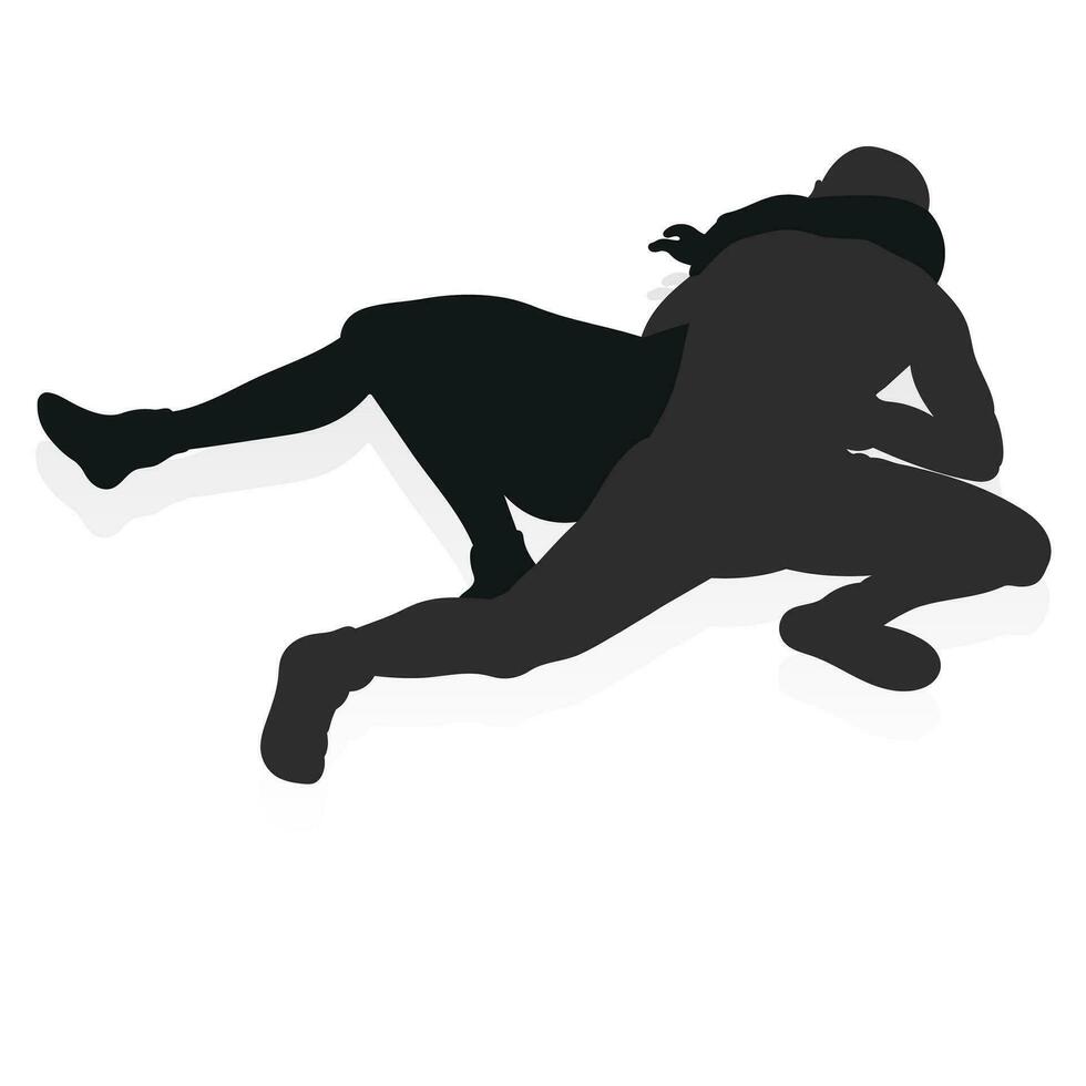 Image of a silhouette of a wrestler athlete in a fighting pose. Greco Roman wrestling, combating, duel, fight, martial art, sportsmanship vector