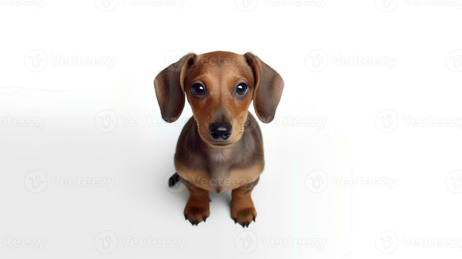 Photo of a dachshund on white background. Generative AI