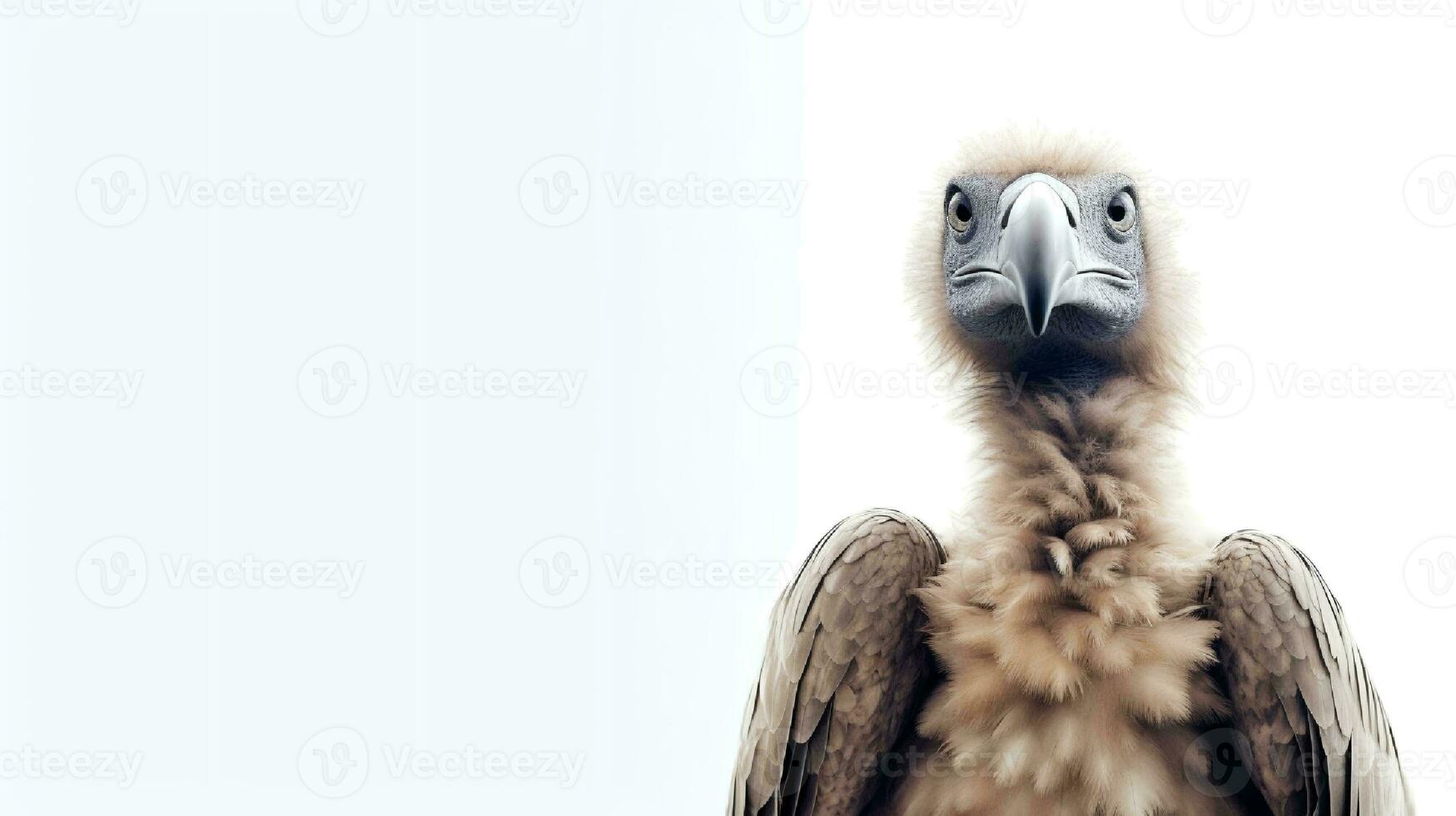 Photo of a vulture on white background. Generative AI