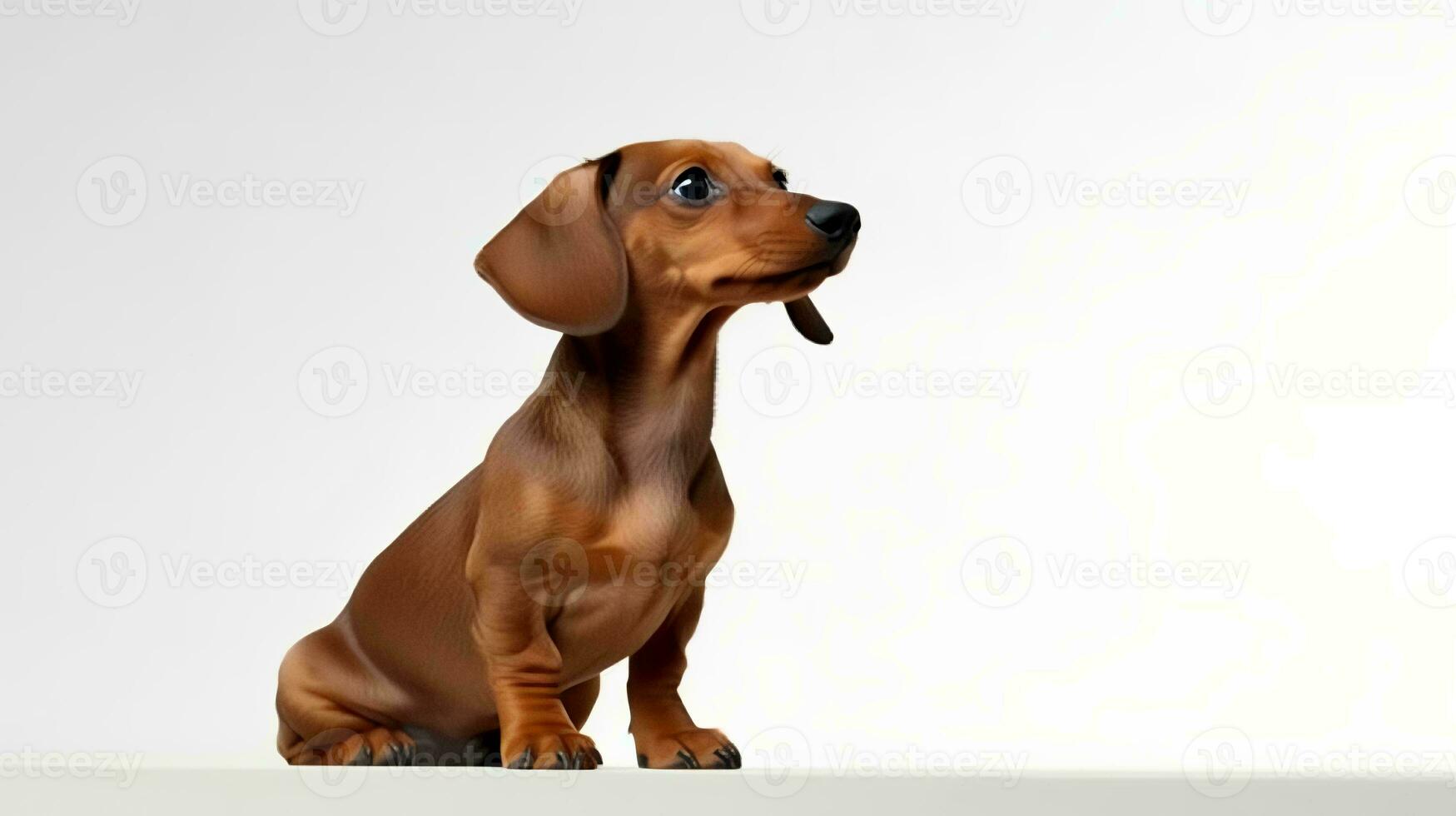 Photo of a dachshund on white background. Generative AI