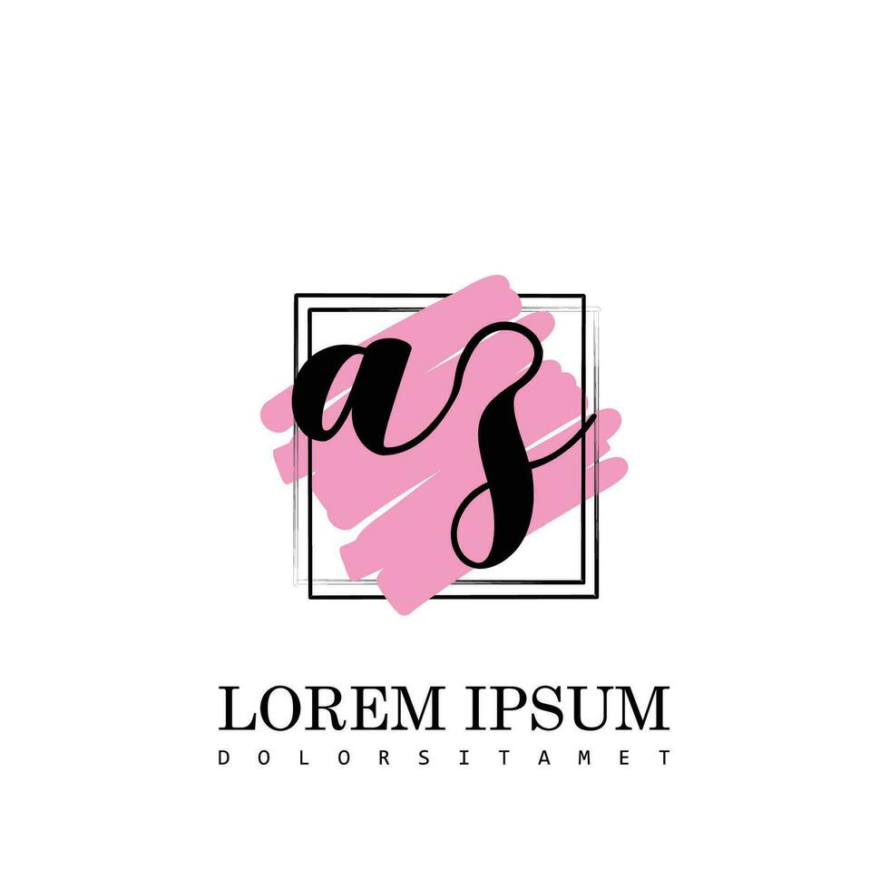AZ Initial Letter handwriting logo with square brush template vector