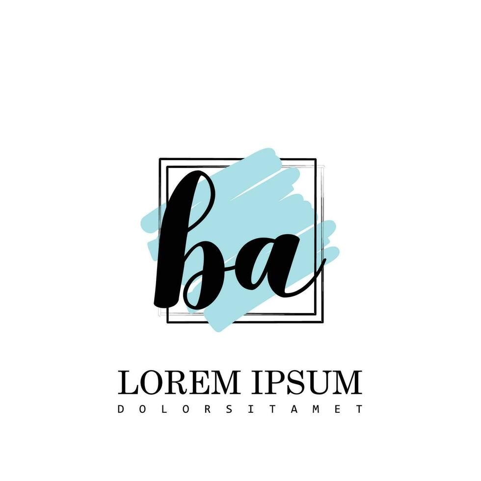 BA Initial Letter handwriting logo with square brush template vector