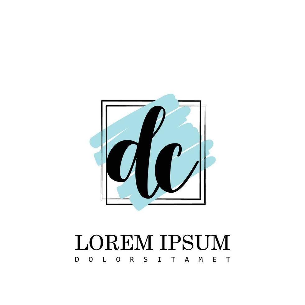 DC Initial Letter handwriting logo with square brush template vector