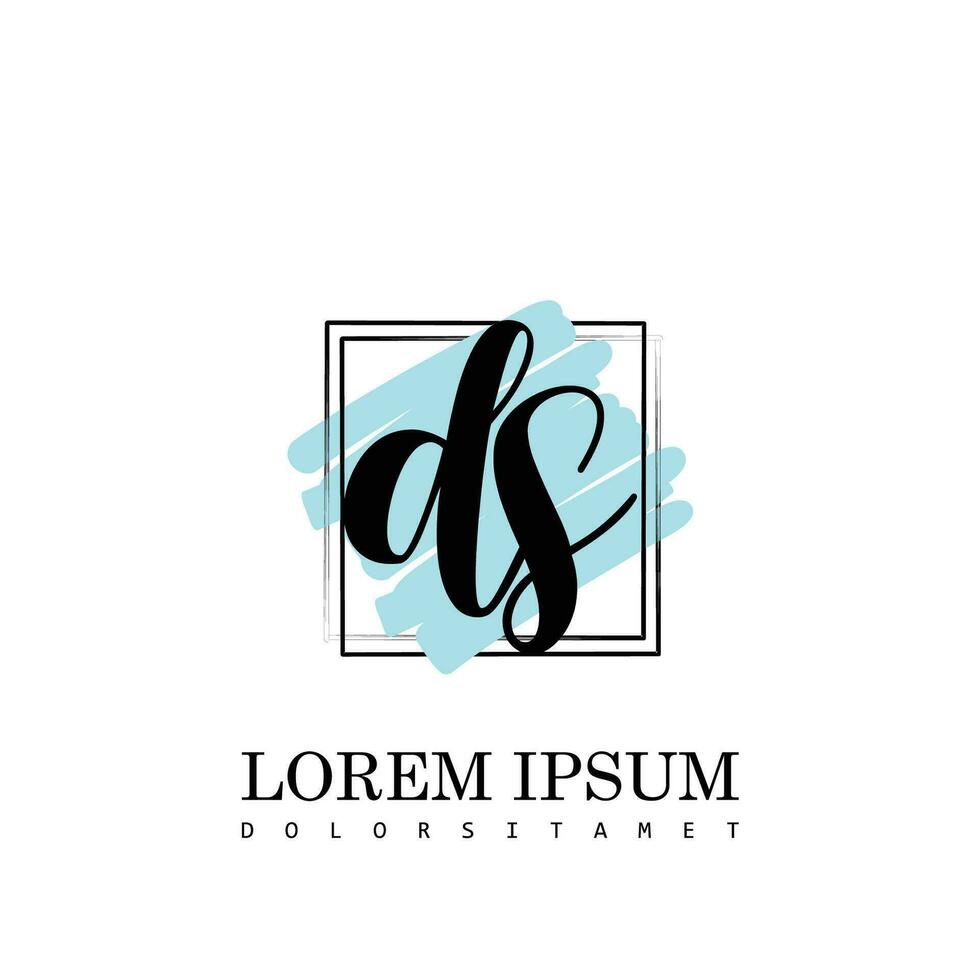 DS Initial Letter handwriting logo with square brush template vector