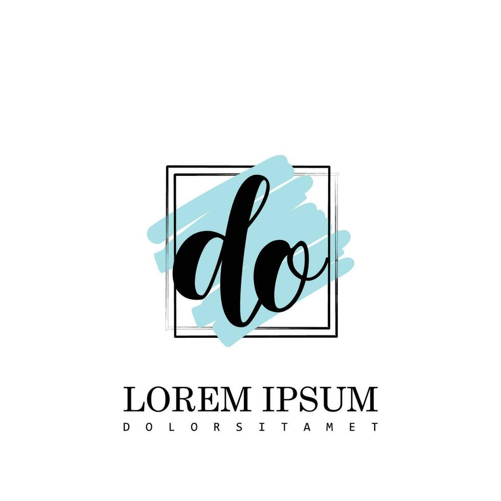 DO Initial Letter handwriting logo with square brush template vector