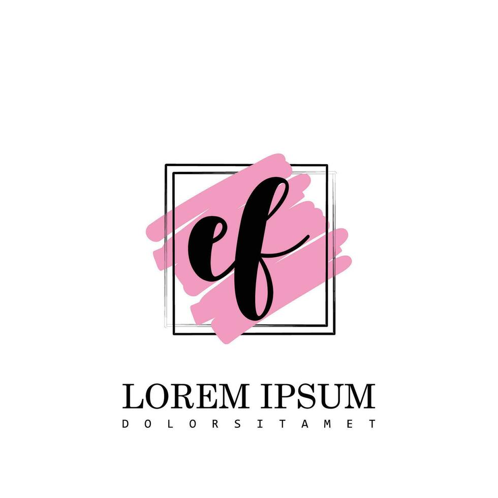EF Initial Letter handwriting logo with square brush template vector