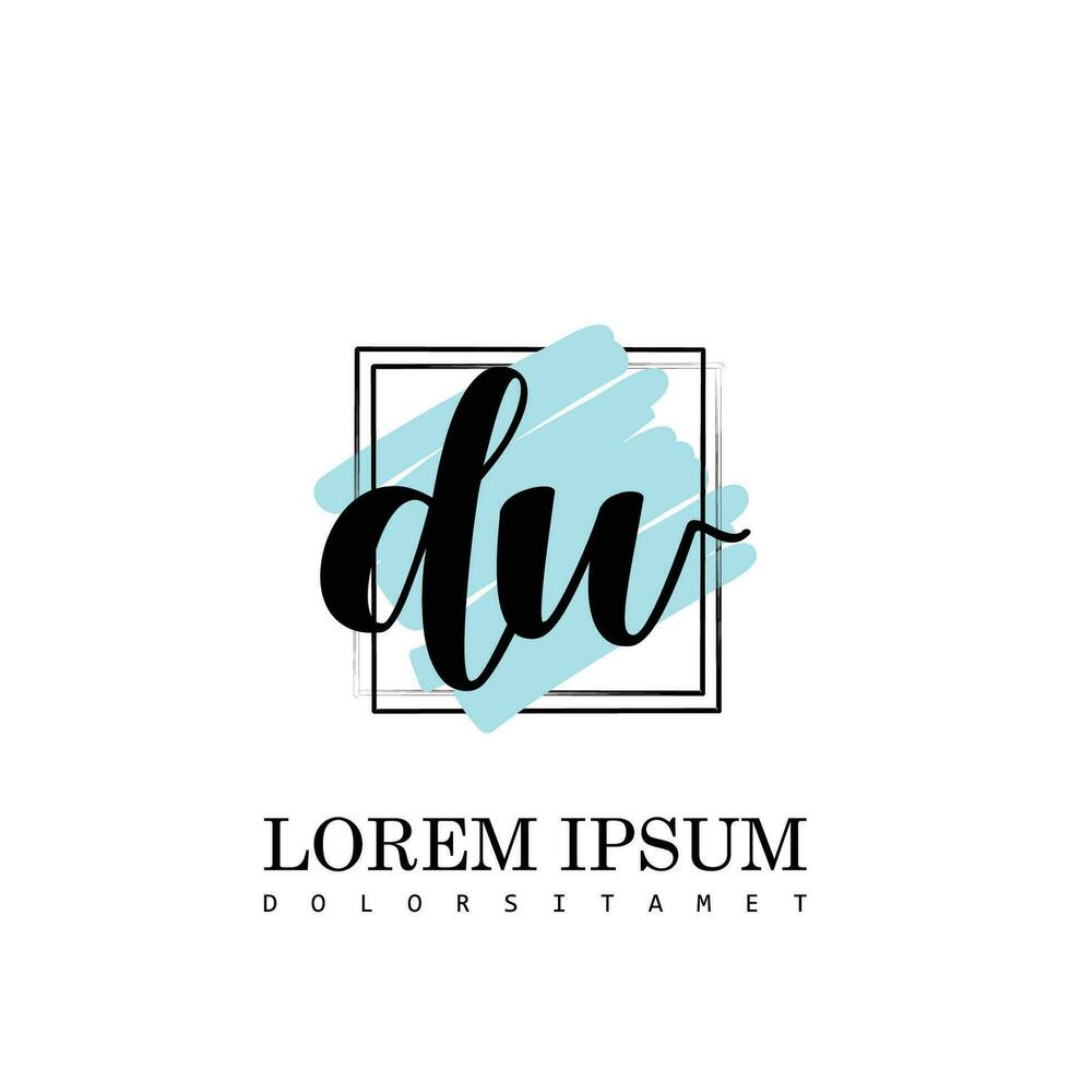 DW Initial Letter handwriting logo with square brush template vector