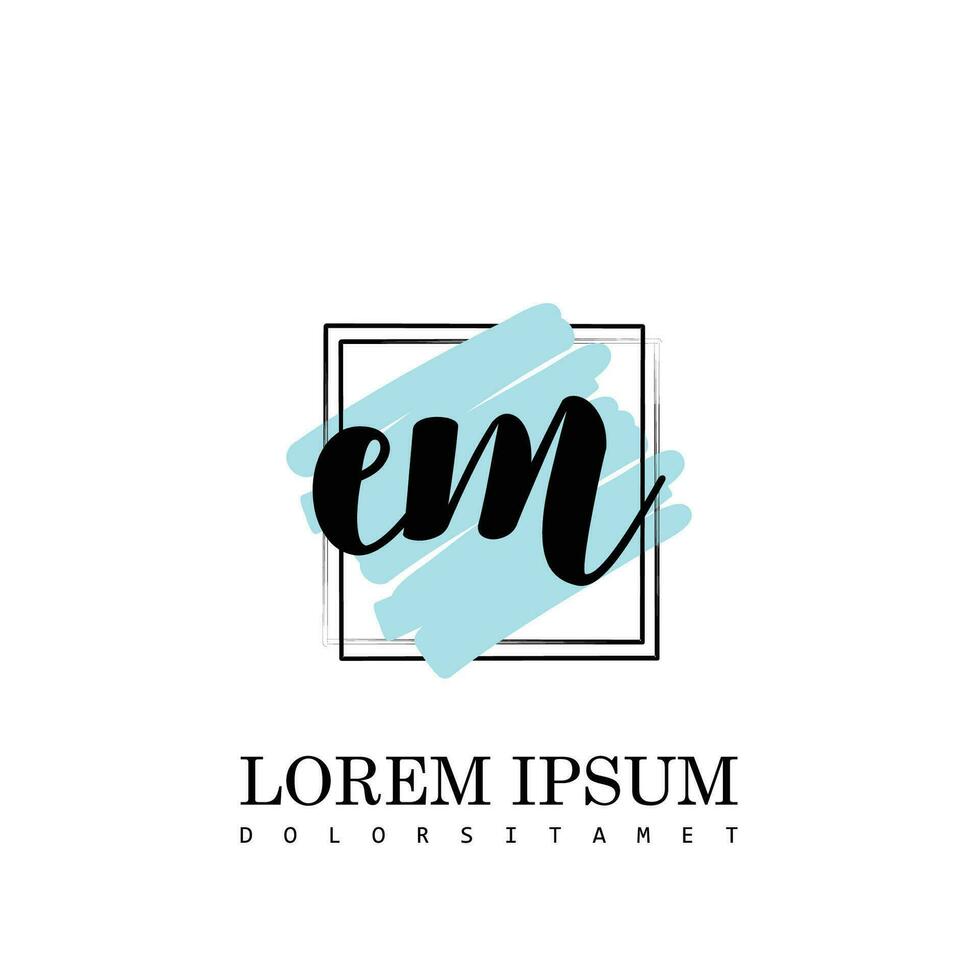 em inicial letra escritura logo con cuadrado cepillo modelo vector