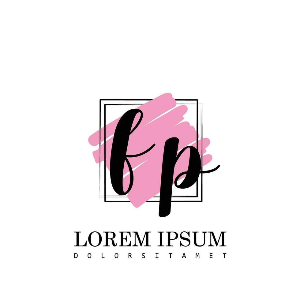 FP Initial Letter handwriting logo with square brush template vector