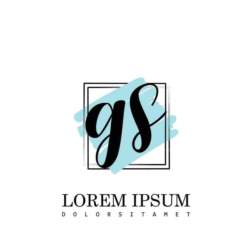 GS Initial Letter handwriting logo with square brush template vector