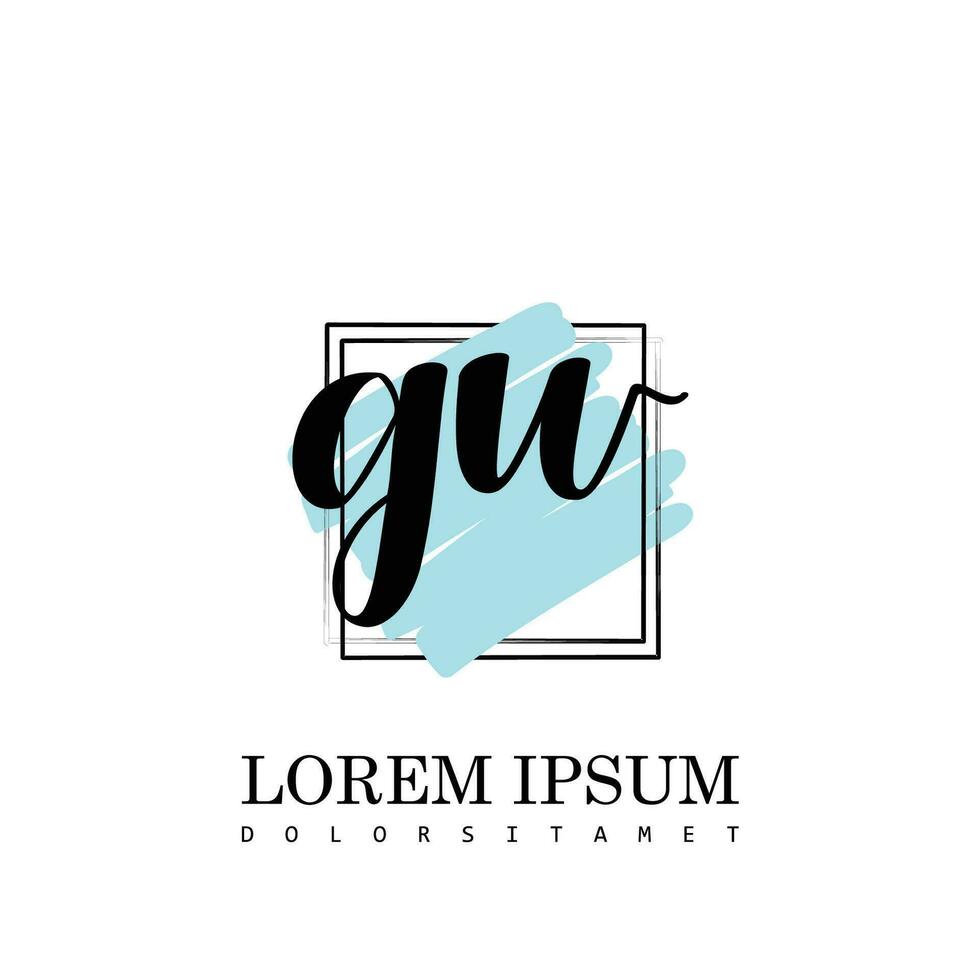 GW Initial Letter handwriting logo with square brush template vector