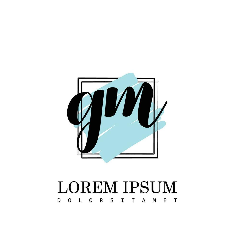 GM Initial Letter handwriting logo with square brush template vector