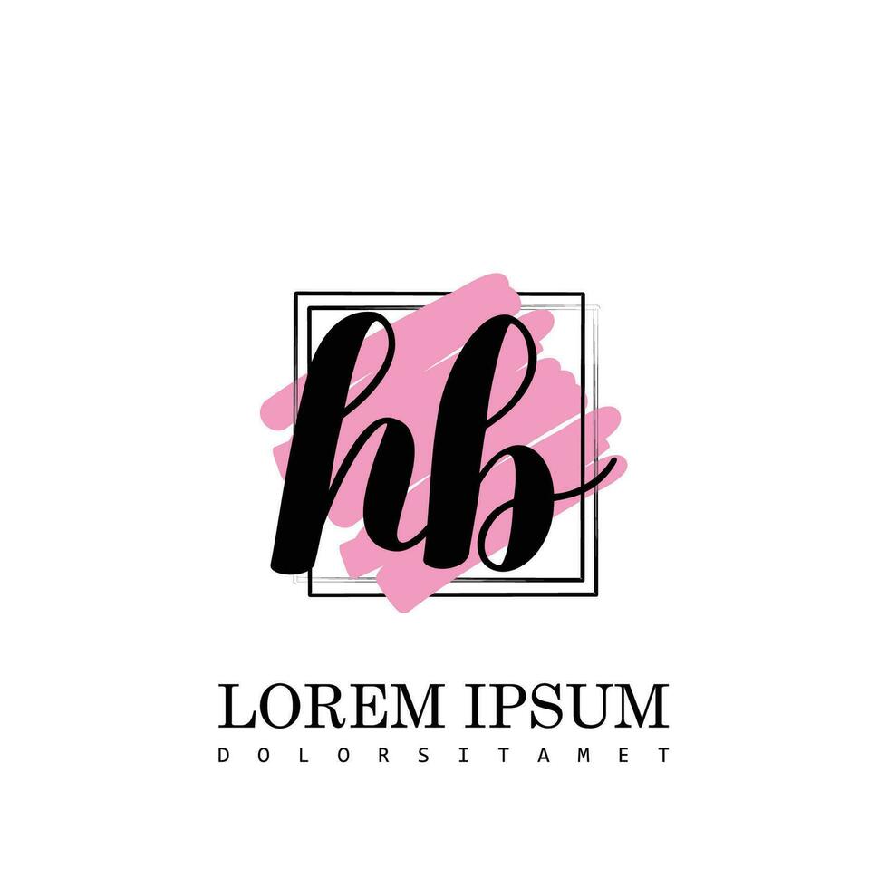 H Initial Letter handwriting logo with square brush template vector