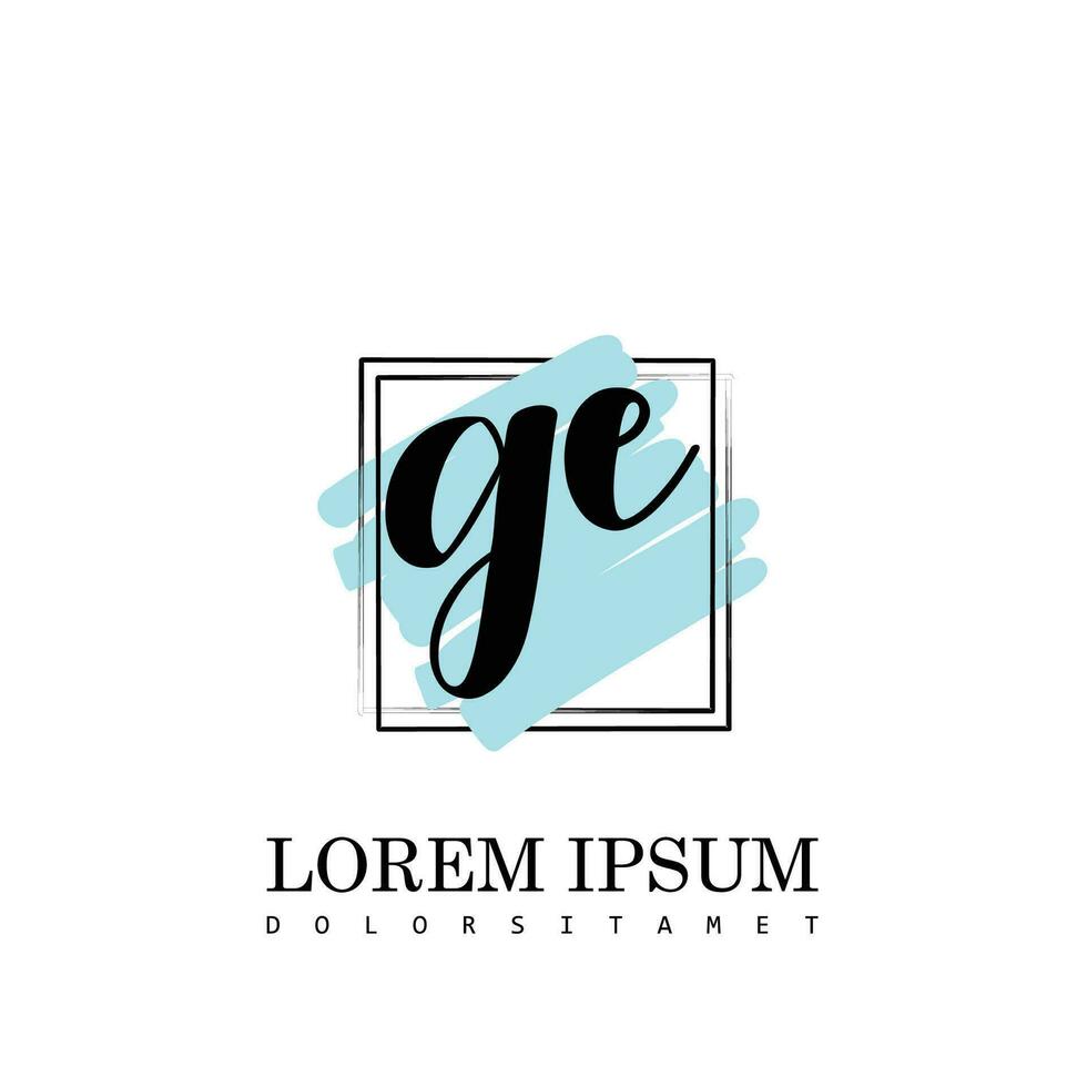 GE Initial Letter handwriting logo with square brush template vector