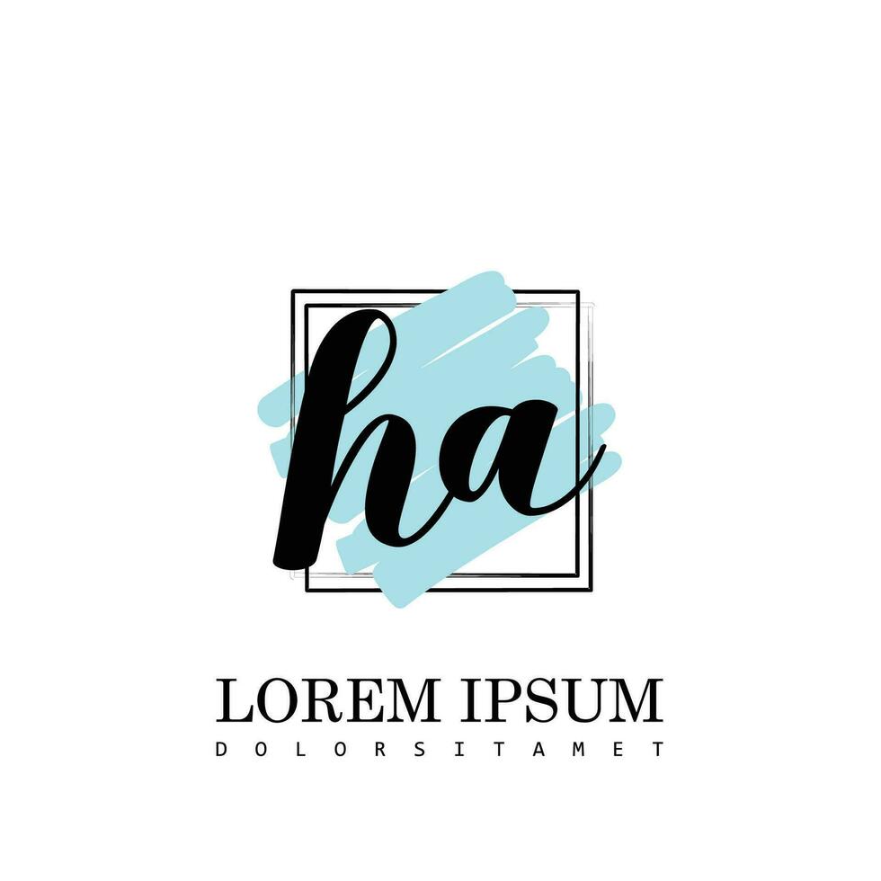 HA Initial Letter handwriting logo with square brush template vector