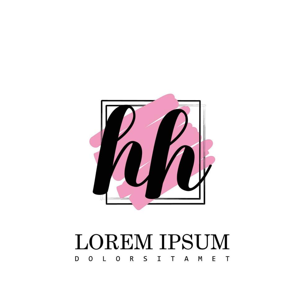 HH Initial Letter handwriting logo with square brush template vector