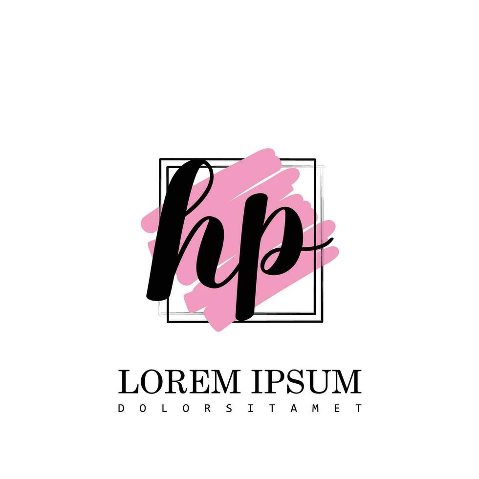 HP Initial Letter handwriting logo with square brush template vector