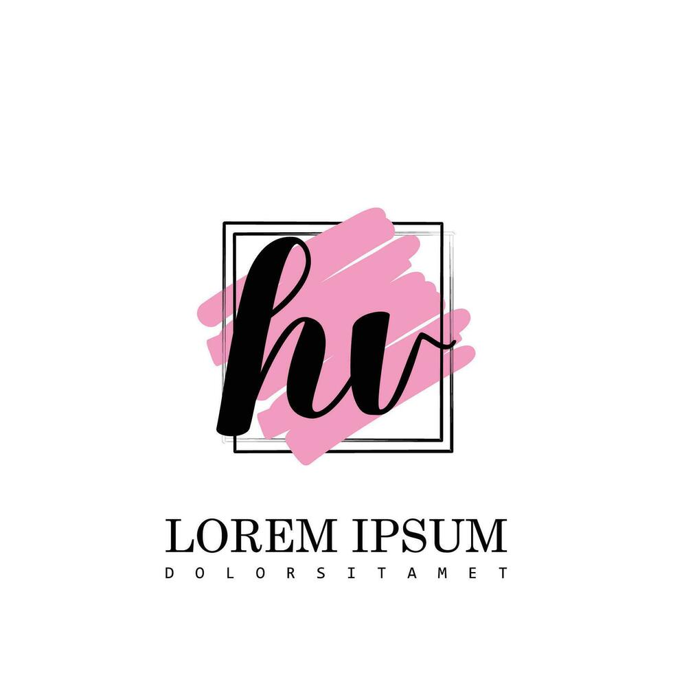 HV Initial Letter handwriting logo with square brush template vector