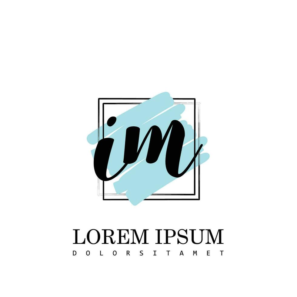 IM Initial Letter handwriting logo with square brush template vector