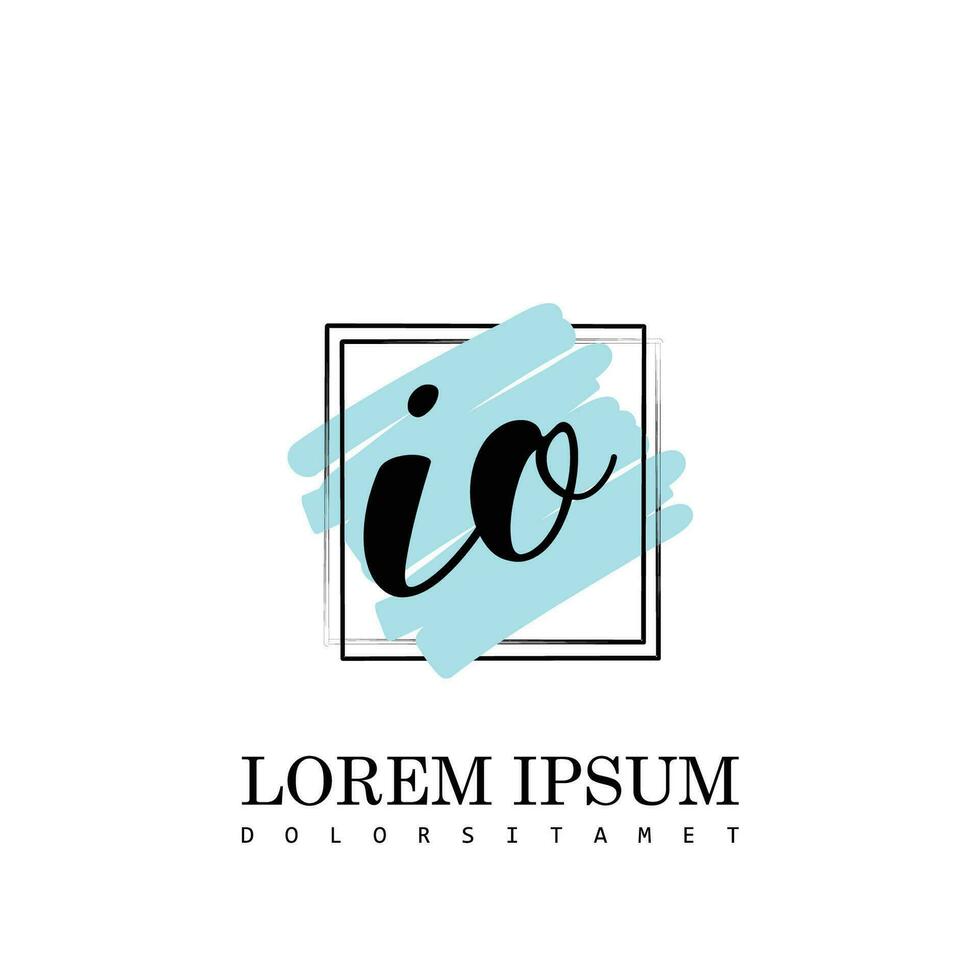 IO Initial Letter handwriting logo with square brush template vector