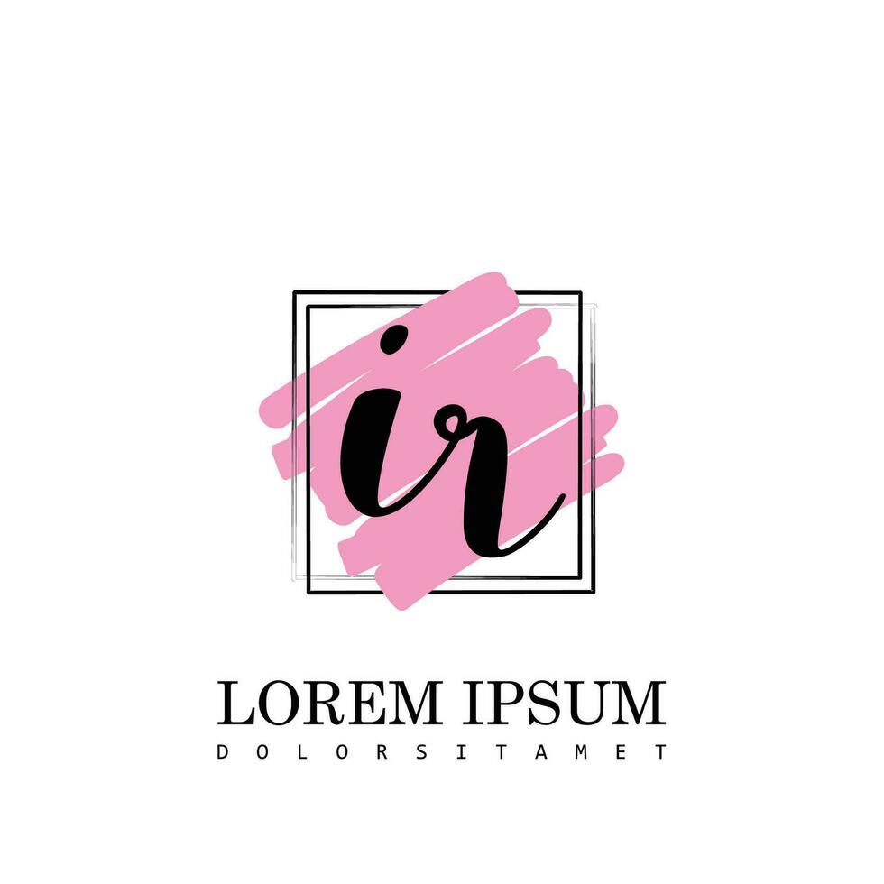 IR Initial Letter handwriting logo with square brush template vector