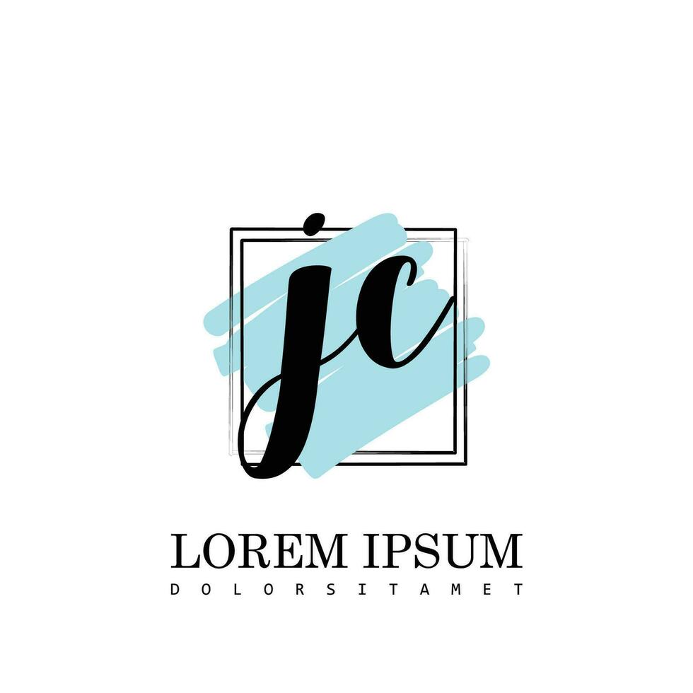 JC Initial Letter handwriting logo with square brush template vector