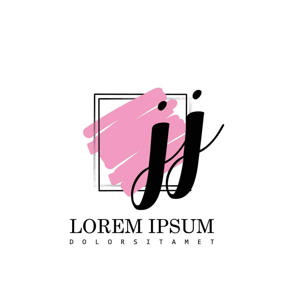 J Initial Letter handwriting logo with square brush template vector