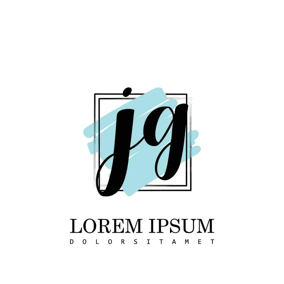 JG Initial Letter handwriting logo with square brush template vector