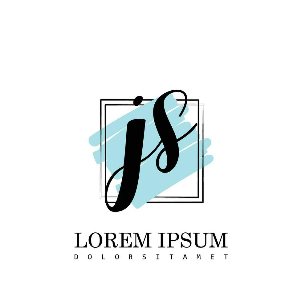 JS Initial Letter handwriting logo with square brush template vector