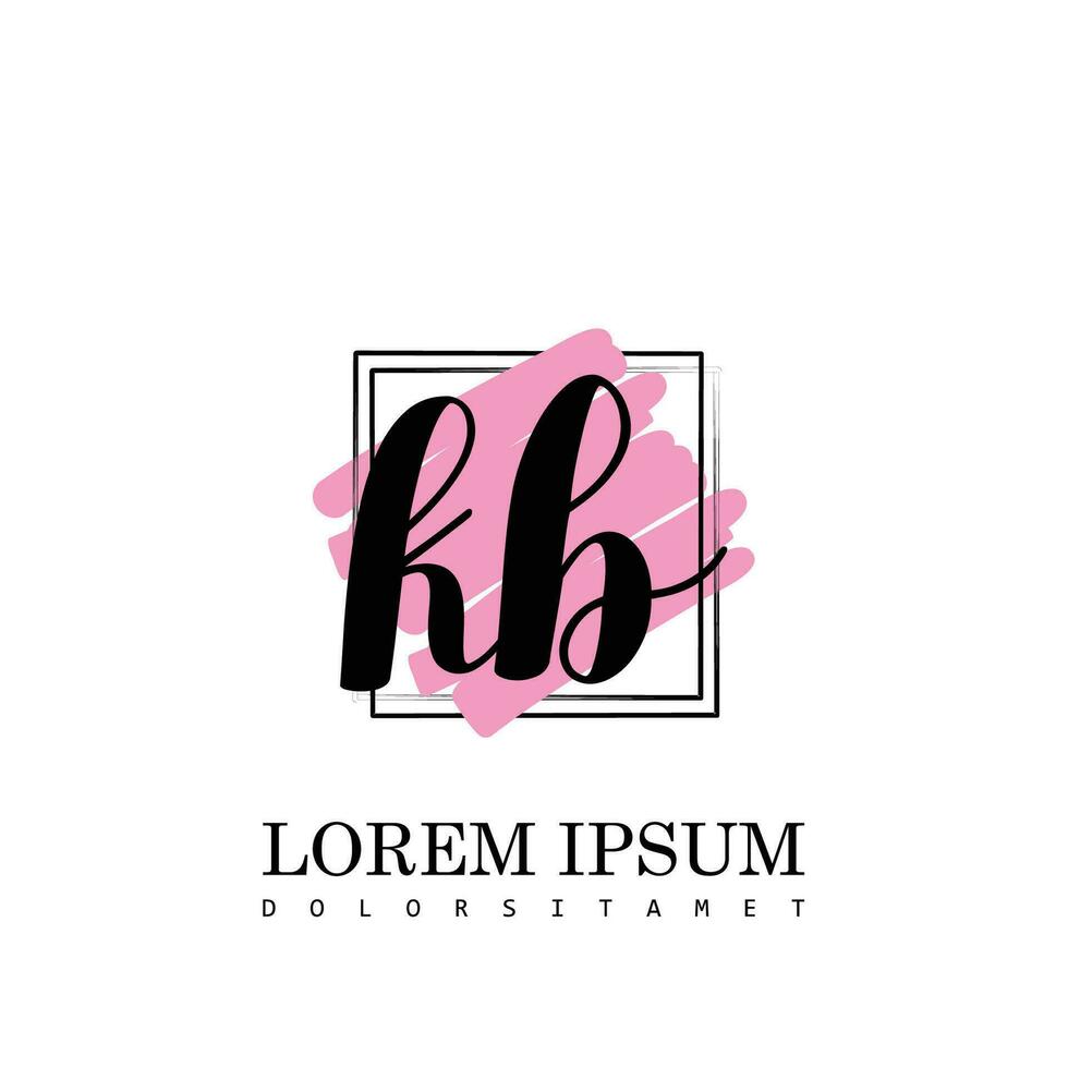 KB Initial Letter handwriting logo with square brush template vector