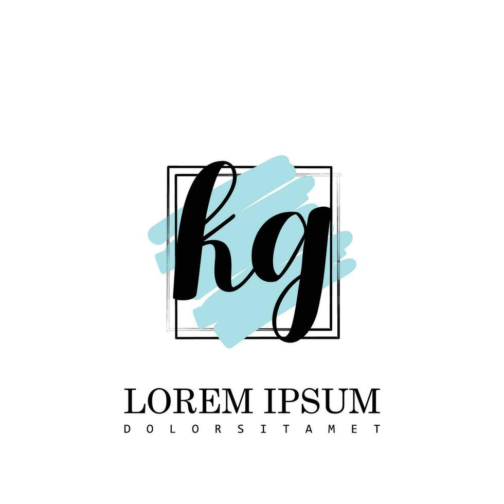 KG Initial Letter handwriting logo with square brush template vector