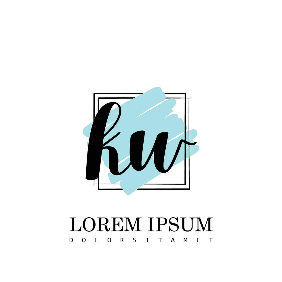 KW Initial Letter handwriting logo with square brush template vector