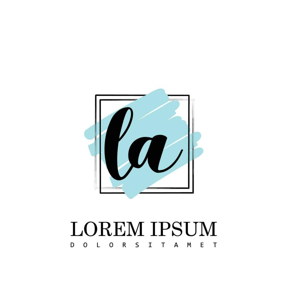 LA Initial Letter handwriting logo with square brush template vector