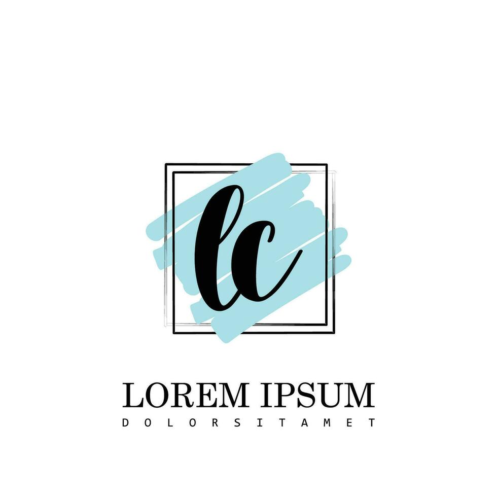 LC Initial Letter handwriting logo with square brush template vector