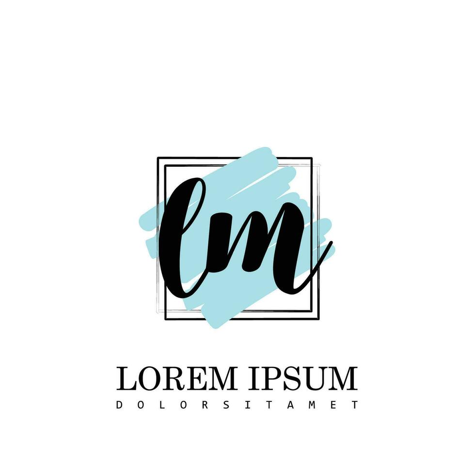 LM Initial Letter handwriting logo with square brush template vector