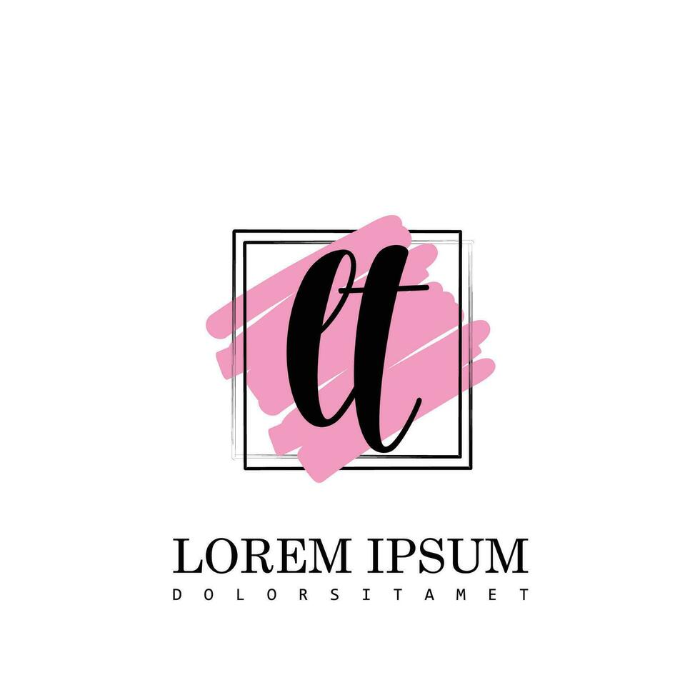 LT Initial Letter handwriting logo with square brush template vector