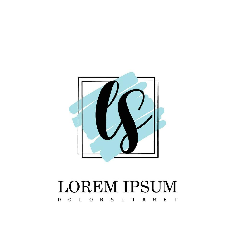 LS Initial Letter handwriting logo with square brush template vector