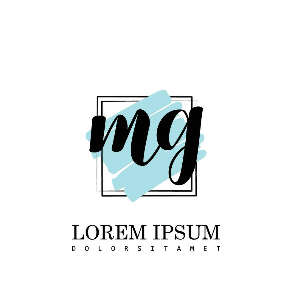 MG Initial Letter handwriting logo with square brush template vector