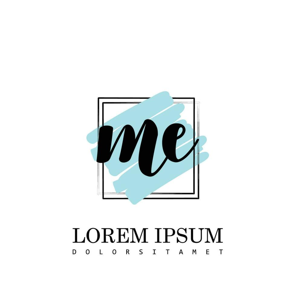 ME Initial Letter handwriting logo with square brush template vector