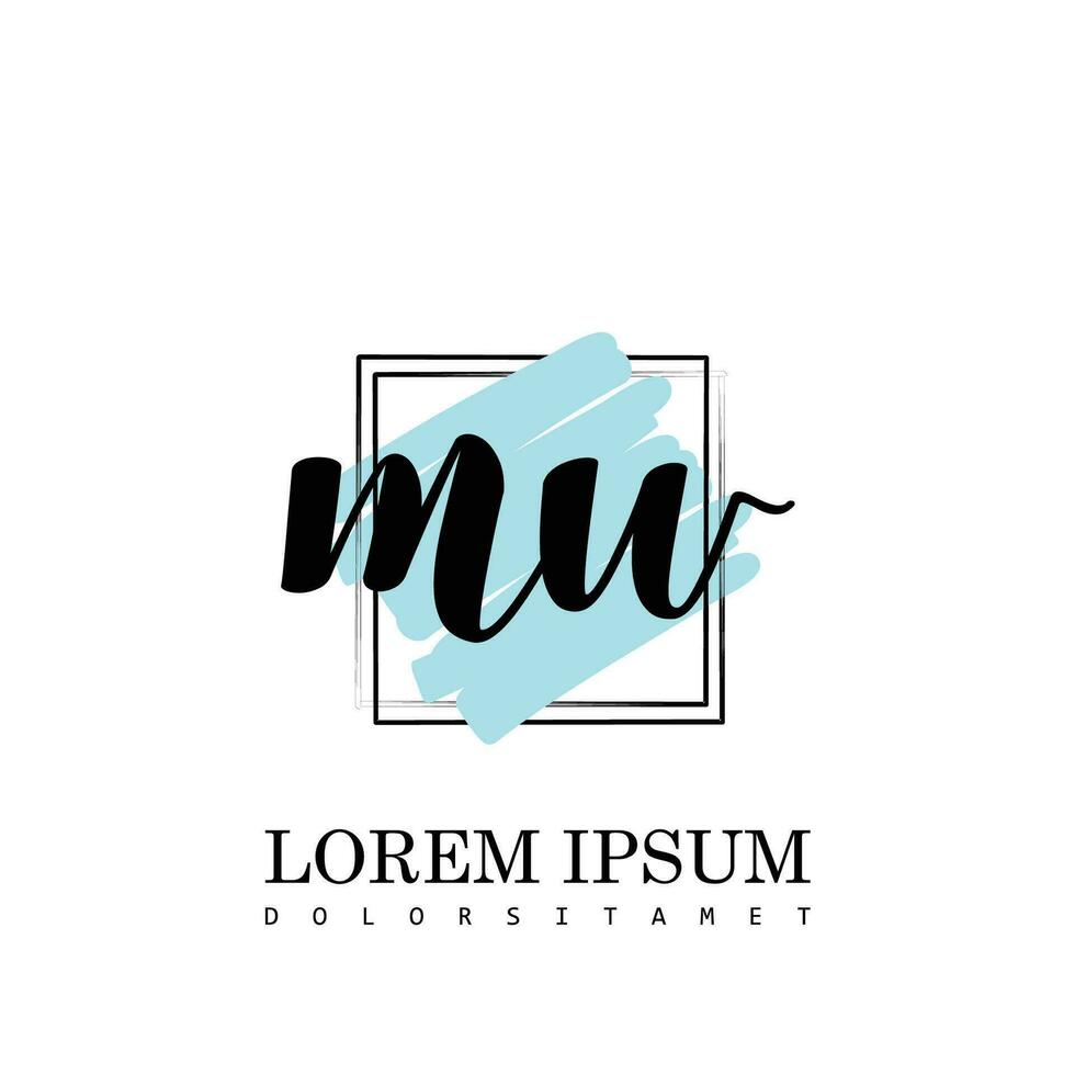 MW Initial Letter handwriting logo with square brush template vector