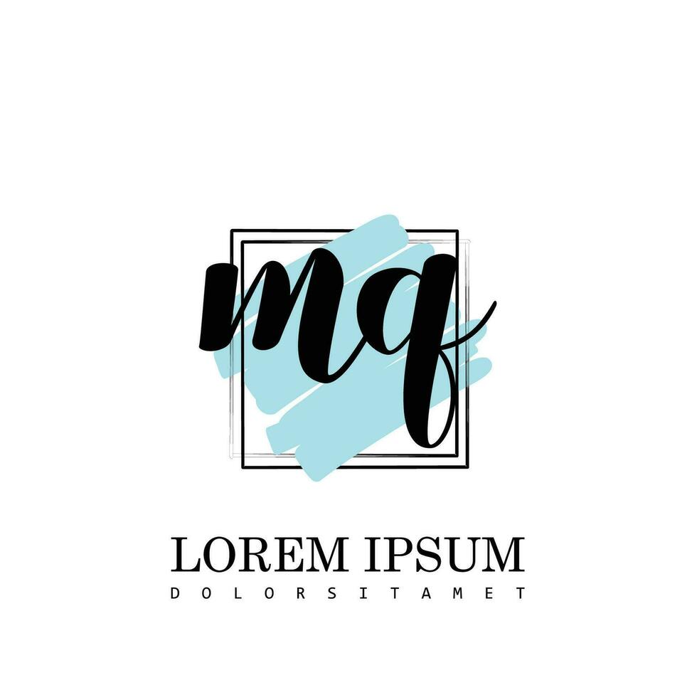 MQ Initial Letter handwriting logo with square brush template vector